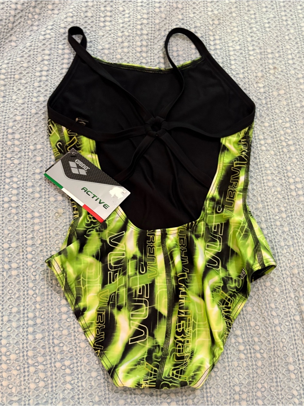 Arena Mabelle FL Spider Challenge Back Swimsuit Black Pistache Green Sz 32 - Picture 5 of 13